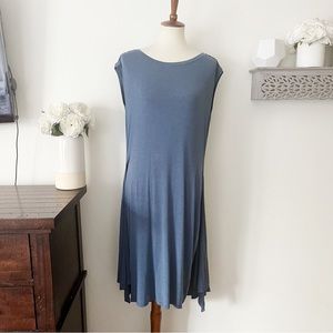 Prana flowy cap sleeve crewneck steele grey blue knee length dress large